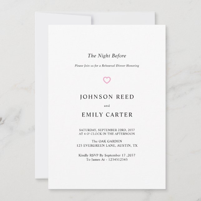 Personalized Rehearsal dinner Invitation (Front)