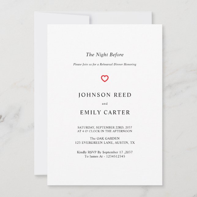 Personalized Rehearsal dinner Invitation (Front)