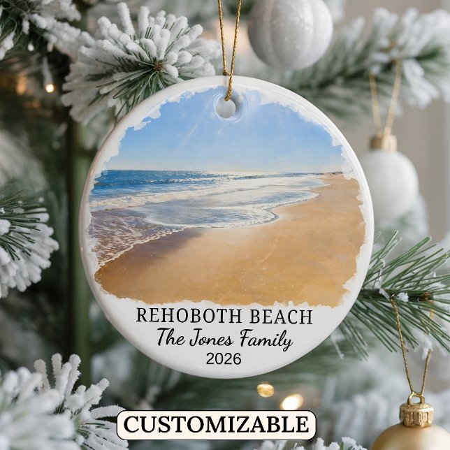 Personalized Rehoboth Beach Ornament, Delaware Ceramic Ornament (Creator Uploaded)