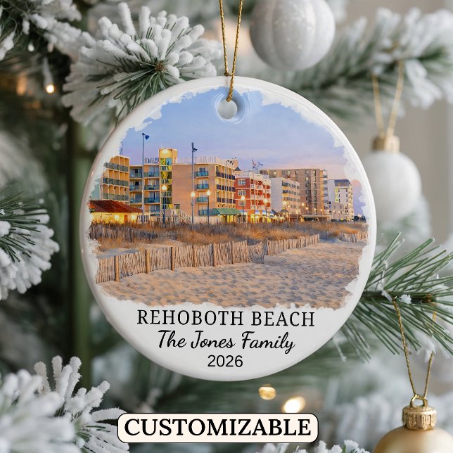 Personalized Rehoboth Beach Ornament, Delaware Ceramic Ornament (Creator Uploaded)