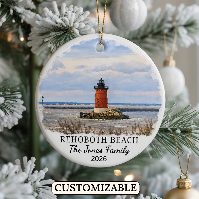 Personalized Rehoboth Beach Ornament, Delaware Ceramic Ornament (Creator Uploaded)