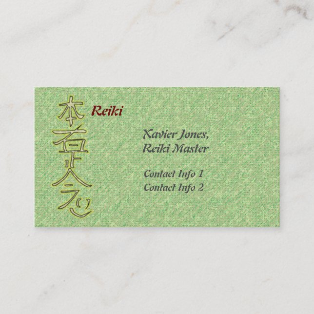 Personalized Reiki Master business cards (Front)