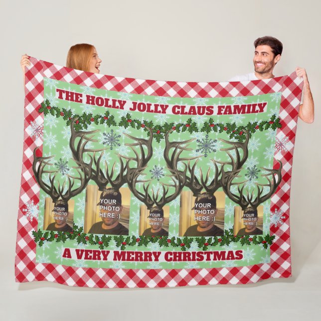 Personalized "Rein-Family" 5 Photo Fleece Blanket (In Situ)