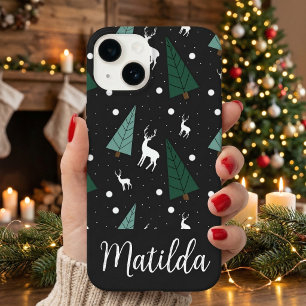 Personalized Reindeer and Christmas trees  Case-Mate iPhone 14 Case