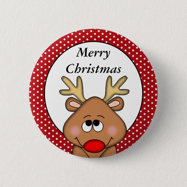 Personalized Reindeer Christmas Button (Front)