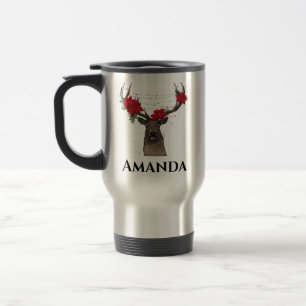 Personalized reindeer- christmas light travel mug
