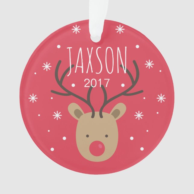 Personalized Reindeer Christmas Ornament (Front)