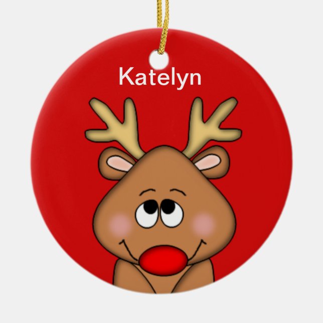 Personalized Reindeer Christmas Ornament (Front)