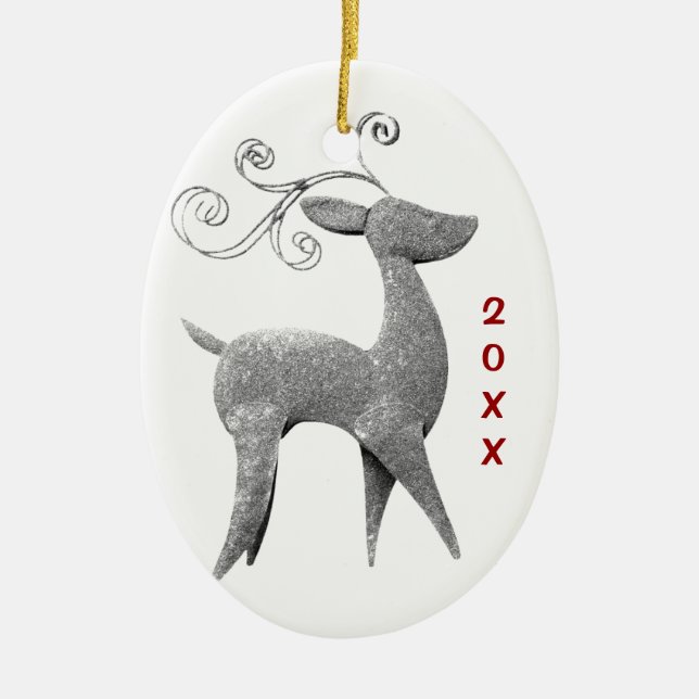 Personalized Reindeer Christmas Photo Ornament (Front)