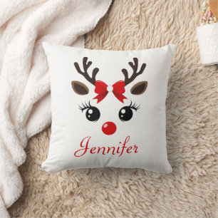 Personalized Reindeer Christmas Pillow