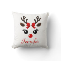 Personalized Reindeer Christmas Pillow