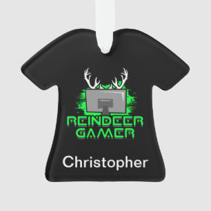 Personalized Reindeer Gamer Christmas Funny Ornament