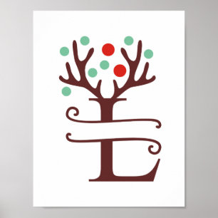 Personalized Reindeer Letter L Split Monogram Poster