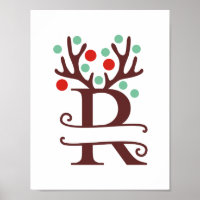 Personalized Reindeer Letter R Split Monogram