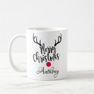 Personalized reindeer- merry christmas coffee mug