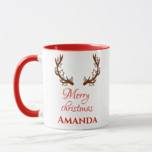Personalized reindeer- Merry christmas   Mug