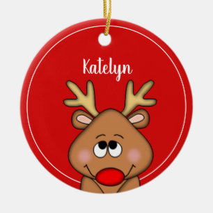 Personalized Reindeer Merry Christmas Year Ceramic Ornament
