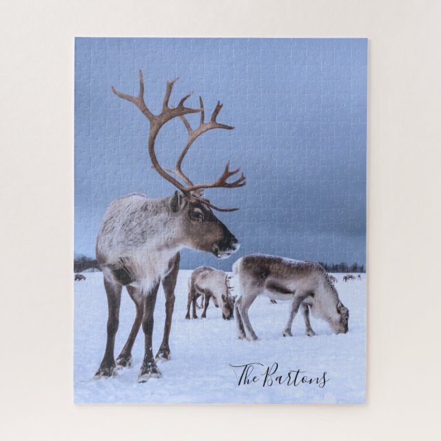 Personalized Reindeer Photo Jigsaw Puzzle (Vertical)