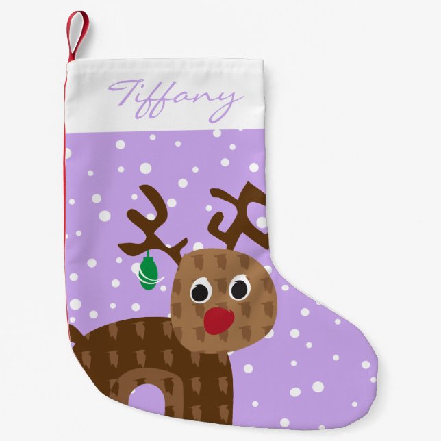 Personalized Reindeer Small Christmas Stocking (Front)