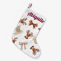 Personalized Reindeer with Bows Coquette Stocking