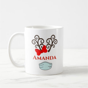 Personalized Reindeer with mask- Merry christmas Coffee Mug