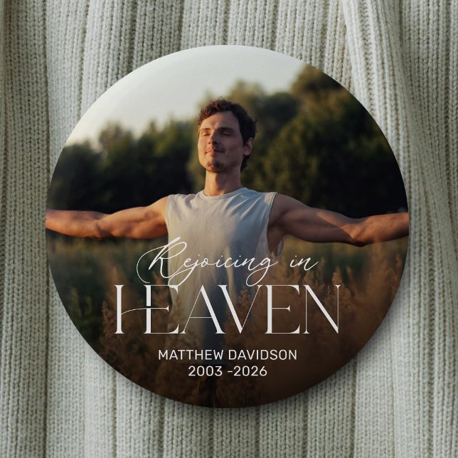 Personalized Rejoicing in Heaven Memorial Button (Creator Uploaded)