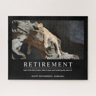 Personalized Relaxing Lioness Custom Retirement Jigsaw Puzzle