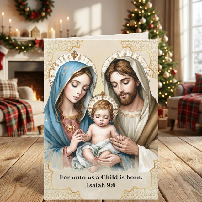Personalized Religious Nativity Bible Verse Folded Holiday Card (Creator Uploaded)