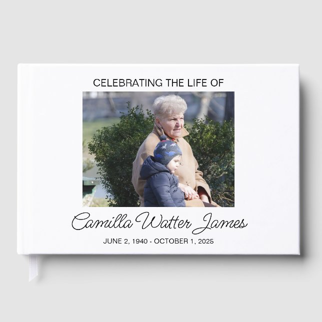 Personalized remembrance guest book for memorials  (Front)