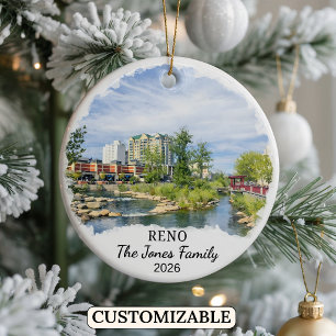 Personalized Reno Ornament, Custom Nevada State Ceramic Ornament