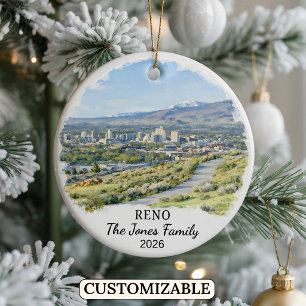 Personalized Reno Ornament, Custom Nevada State Ceramic Ornament
