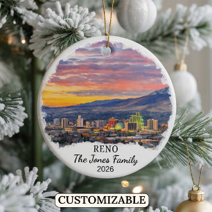 Personalized Reno Ornament, Custom Nevada State Ceramic Ornament