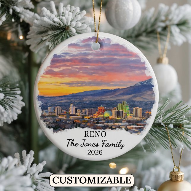 Personalized Reno Ornament, Custom Nevada State Ceramic Ornament (Creator Uploaded)