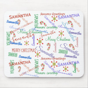 Personalized Repeating Christmas Name Mouse Pad