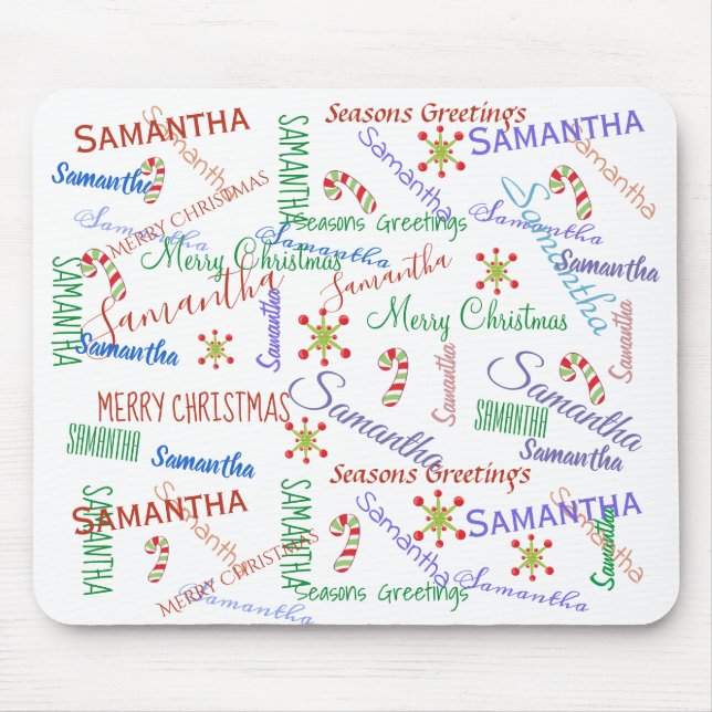 Personalized Repeating Christmas Name Mouse Pad (Front)