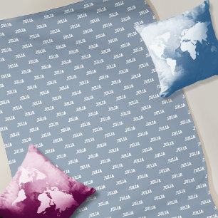 Personalized Repeating Her Name Dusty Blue Fleece Blanket