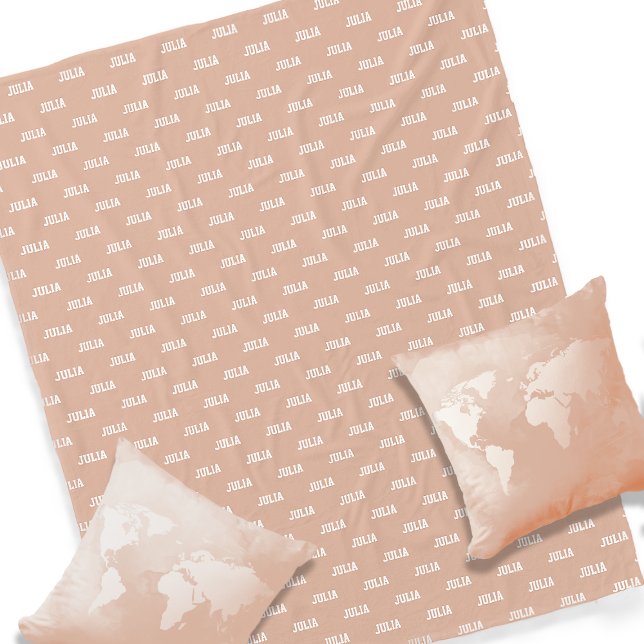 Personalized Repeating Her Name Dusty Rose Fleece Blanket (Creator Uploaded)