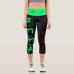 Personalized Repeating name 4 letters C Capri Leggings