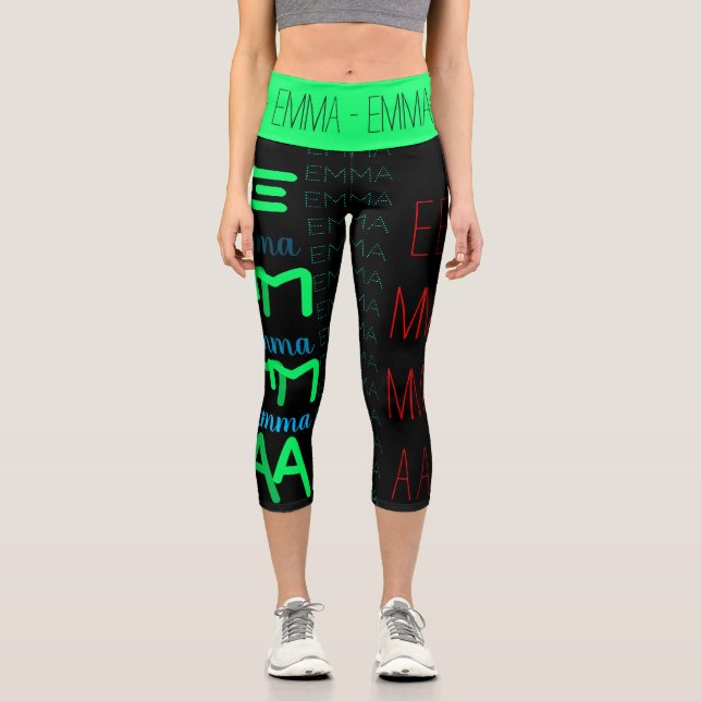 Personalized Repeating name 4 letters C Capri Leggings (Front)