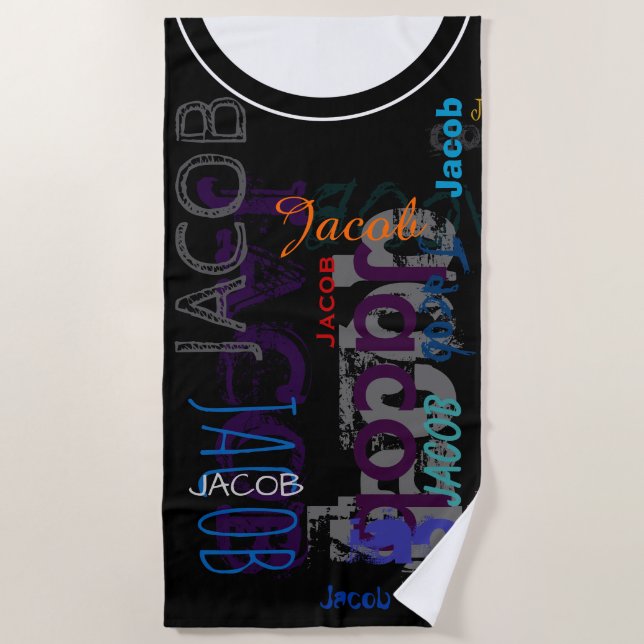 Personalized repeating name 5 letters Beach Towel (Front)