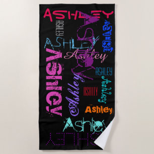 Personalized repeating name 6 letters Beach Towel