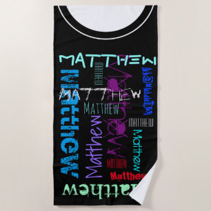 Personalized repeating name 7 letters Beach Towel