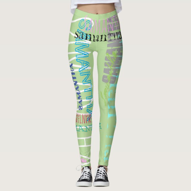 Personalized Repeating Name 8 letters Leggings (Front)