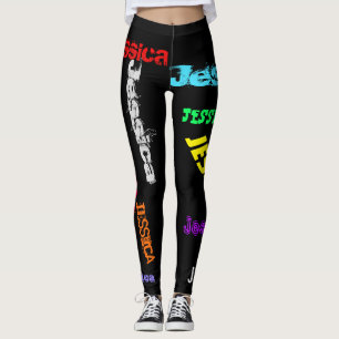 Personalized Repeating Name Black Bold Leggings