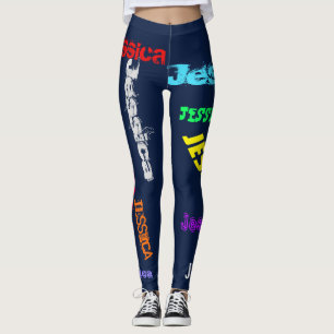 Personalized Repeating Name Black Bold Leggings