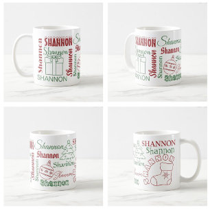 Personalized Repeating Name Christmas Mug