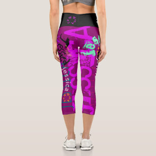Personalized Repeating Name for 7 Choose Colours L Capri Leggings