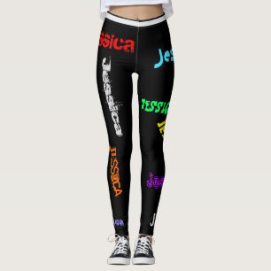 Personalized Repeating NAME Letters Leggings Black