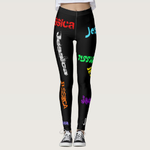 Personalized Repeating NAME Letters Leggings Black