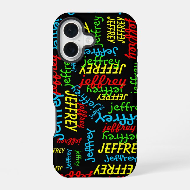 Personalized Repeating Names iPhone 16 Case (Back)